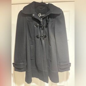 Guess Women's Black Pea Coat with Toggle Closure